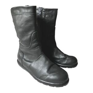 Camper Pelotas 38/8 Black Leather Waterproof Mid Calf Boots Women Side Zip Flat